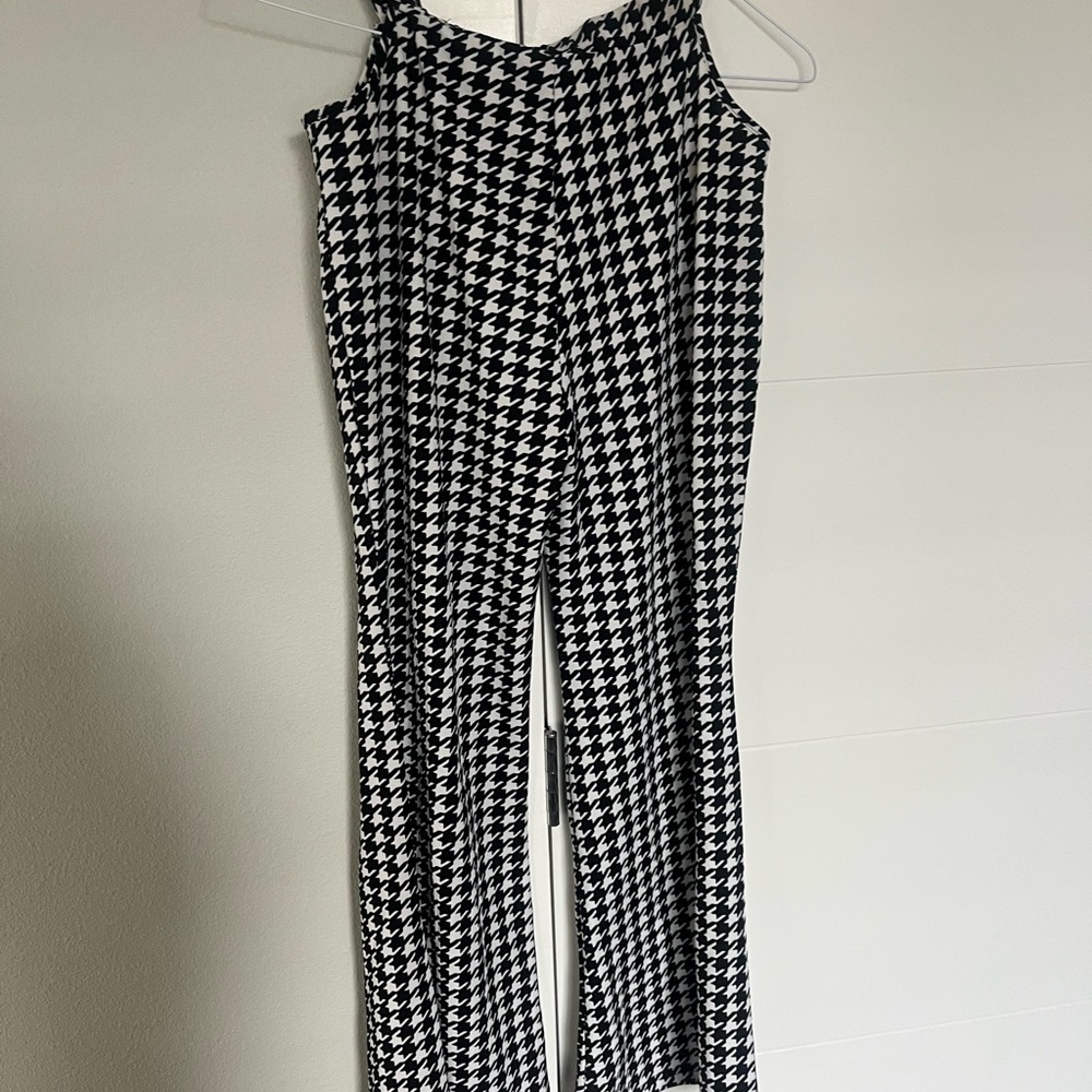 Stylish Black and White Houndstooth Jumpsuit